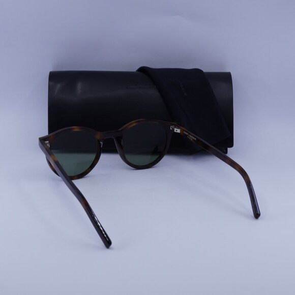 Saint Laurent SL342 003 Sunglasses Havana Round Frame, Green Lenses - Picture 11 of 11